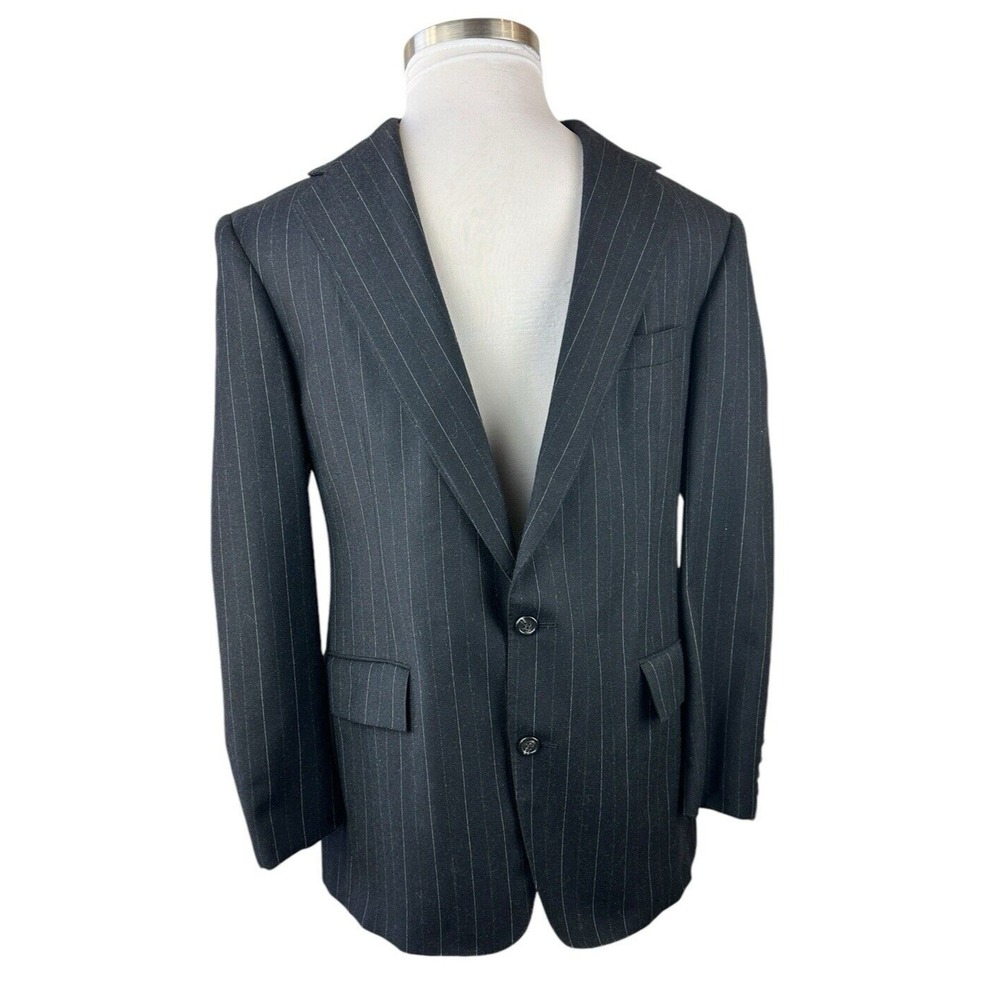 Polo Ralph Lauren Wool Cashmere Pinstriped Blazer Suit Jacket Men Size 40 Luxury - Picture 5 of 16